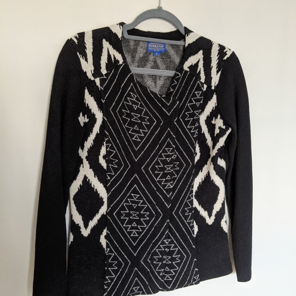 Pendleton Lamb Wool Moto Zip Up Aztec Asymmetrical Jacket Size XS - Picture 2 of 11